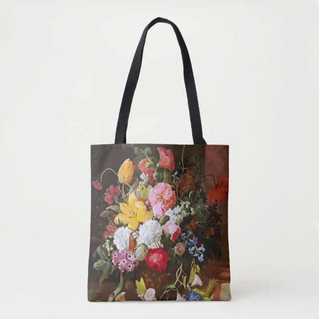 Flower Still Life Of Roses Tulips And Violets Tote Bag (Front)