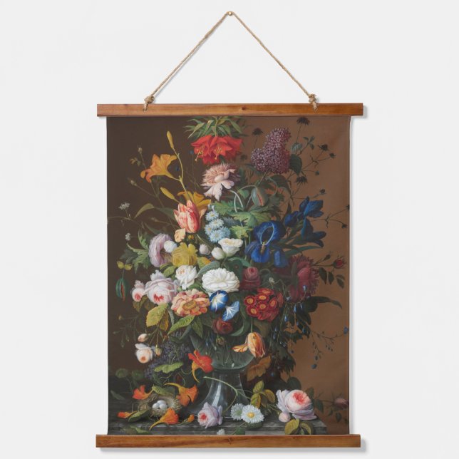Flower Still Life with Bird's Nest Severin Roesen Hanging Tapestry (Front)