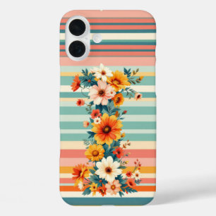 Flower Stripes Retro (I) iPhone 16 Plus Case