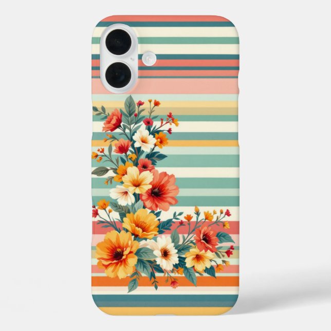 Flower Stripes Retro (L) Case-Mate iPhone Case (Back)