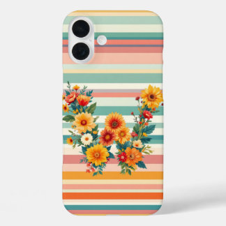 Flower Stripes Retro (W) iPhone 16 Plus Case