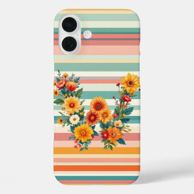 Flower Stripes Retro (W) Case-Mate iPhone Case (Back)