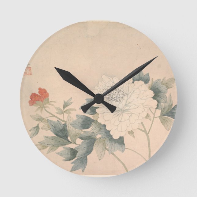 Flower Study - Yun Bing (Chinese) Round Clock (Front)