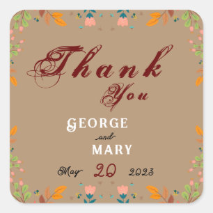 Flower style square sticker