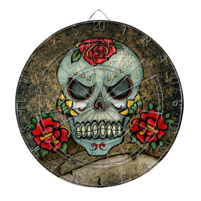 Flower Sugar Skull Dartboard (Front)