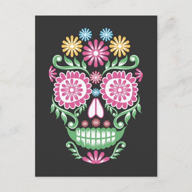 Flower Sugar Skull Mexican Day of the Dead Mexico Postcard (Front)