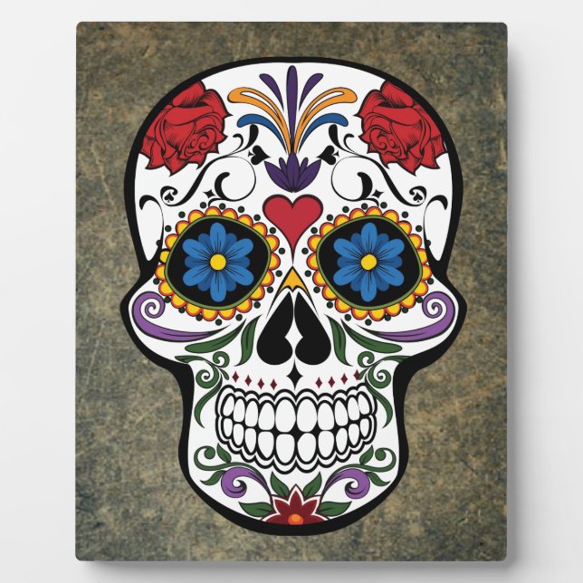 Flower Sugar Skull Plaque (Front)