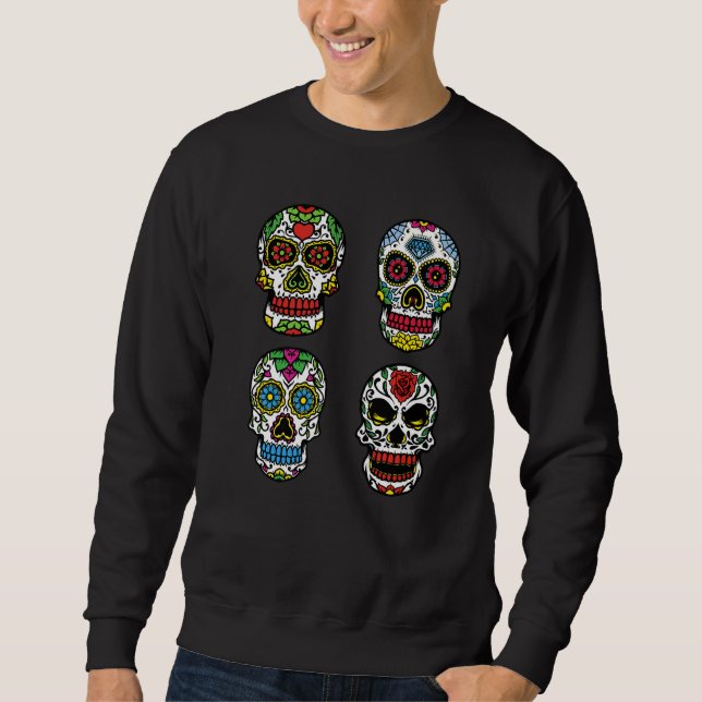 Flower Sugar Skull Souls Day Muertos Day Of Dead H Sweatshirt (Front)
