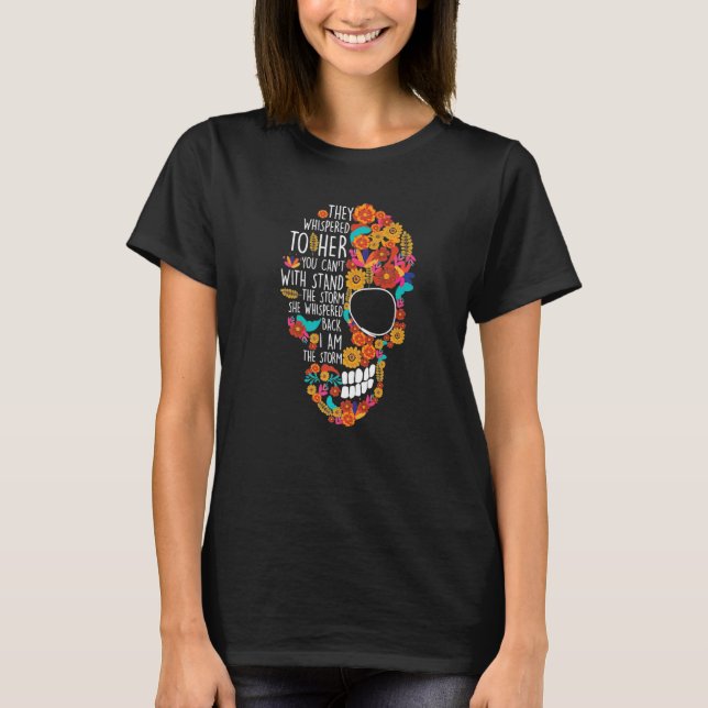 Flower Sugar Skull Souls Day Muertos Day Of Dead H T-Shirt (Front)