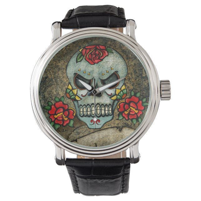 Flower Sugar Skull Watch (Front)