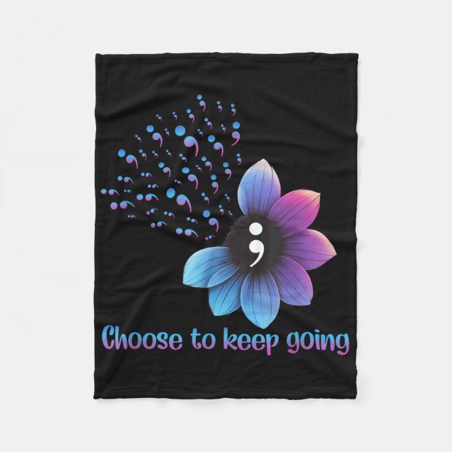 Flower Suicide Prevention Awareness Choose To Keep Fleece Blanket (Front)