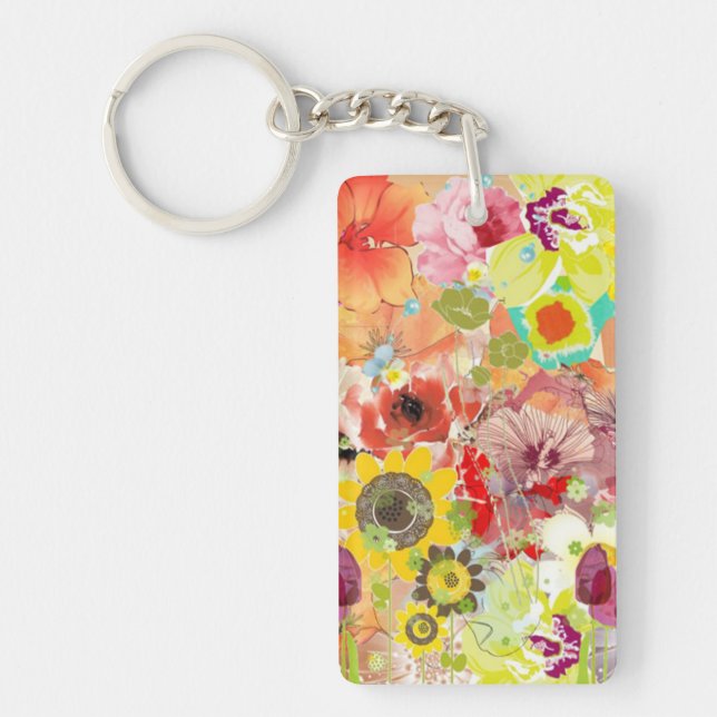 Flower Summer  Yellow green Acrylic Keychain (Front)