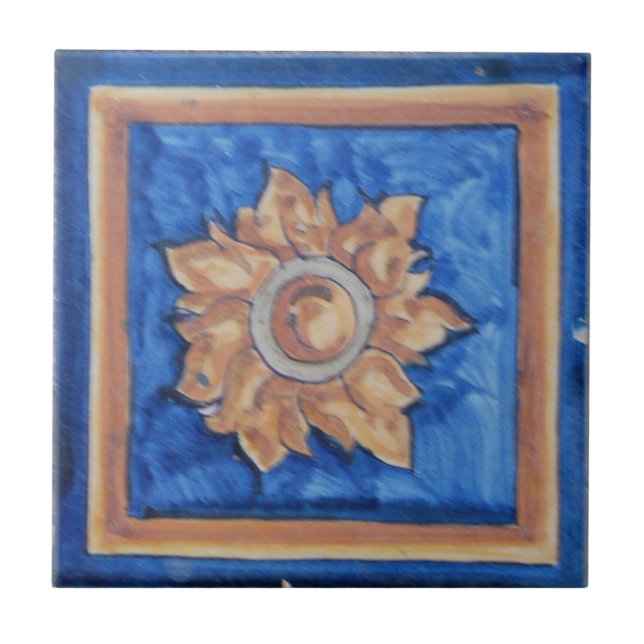 Flower/Sun Spanish Tile (Front)