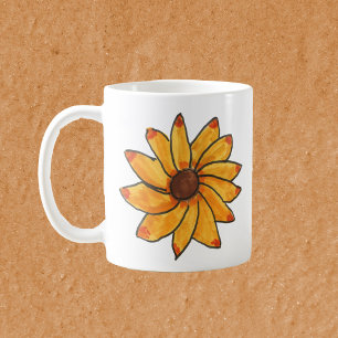 Flower Sunflower Yellow Hand Drawn Coffee Mug