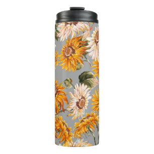 Flower sunflowers spring beautiful seamless patter thermal tumbler