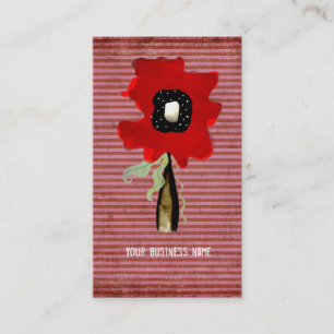 Flower swirls ribbon lines red pink business card