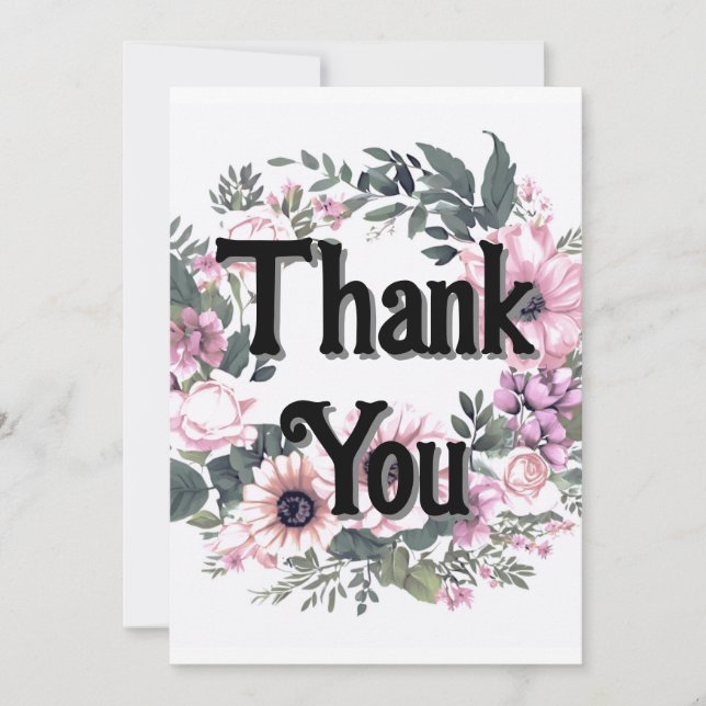 Flower Tag Thankyou Wreath Classy Coquette Invitation (Front)