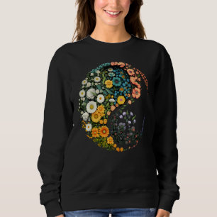 Flower Taoism Yin Yang Symbol on Zen Taijitu Yin Y Sweatshirt