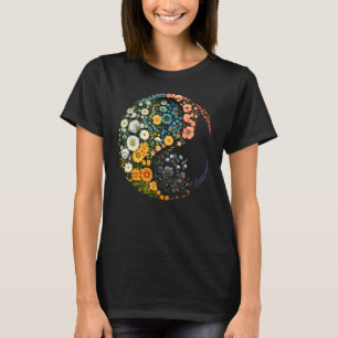 Flower Taoism Yin Yang Symbol on Zen Taijitu Yin Y T-Shirt