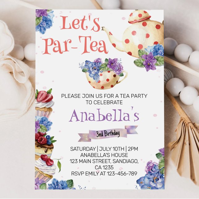 Flower Tea Birthday Party Invitation (Creator Uploaded)