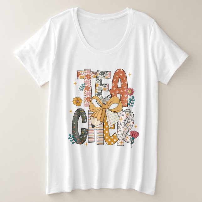 Flower Teacher  Plus Size T-Shirt (Design Front)