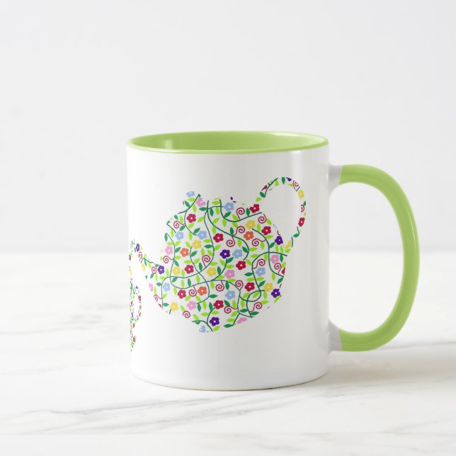 Flower Teapot mug design Green (Right)