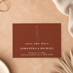 Flower Terracotta Simple botanical Save the date Invitation