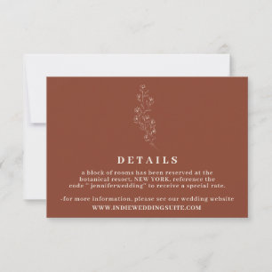 Flower Terracotta Wedding Details Simple Design Invitation