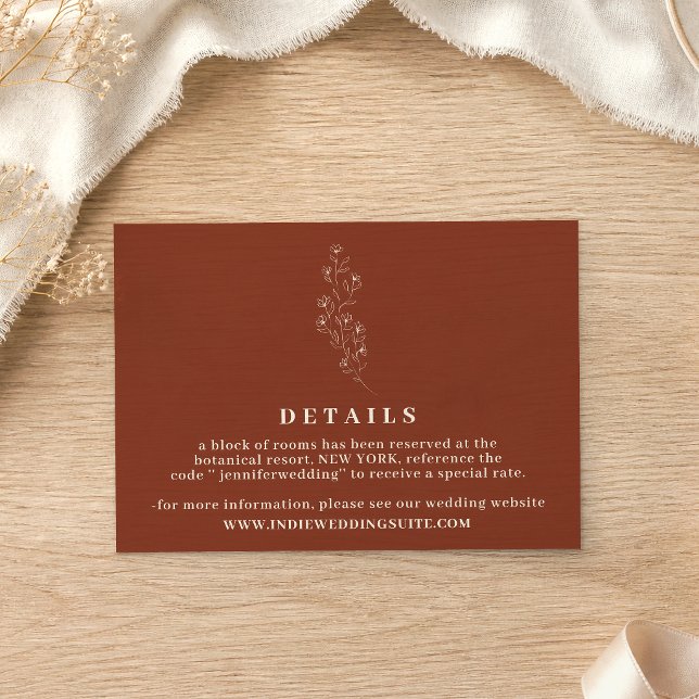 Flower Terracotta Wedding Details Simple Design Invitation (Creator Uploaded)