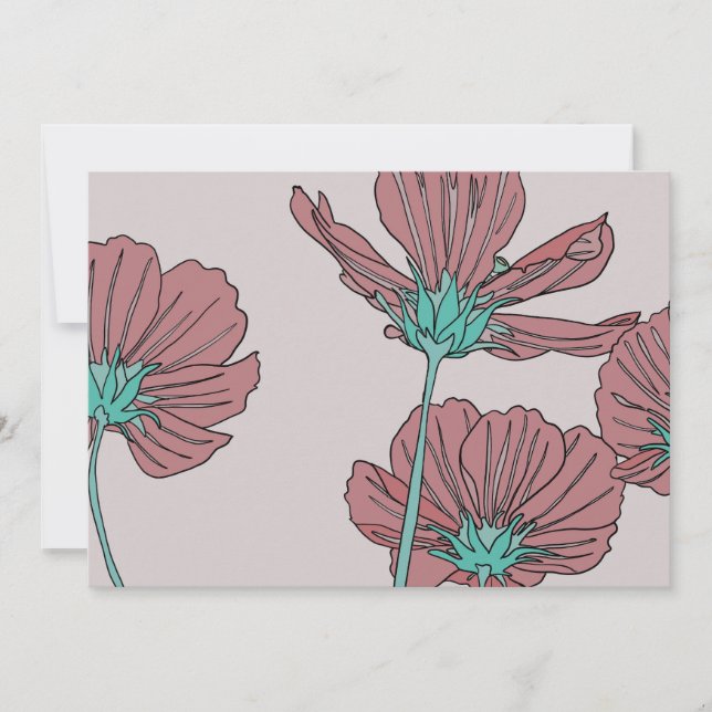 Flower theme, poppy design invitation (Front)