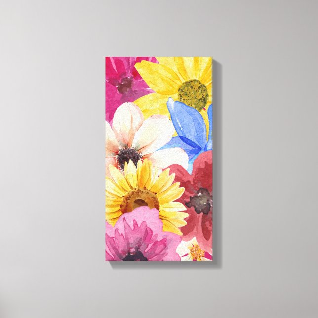 Flower Theme Watercolor canvas Art (Front)