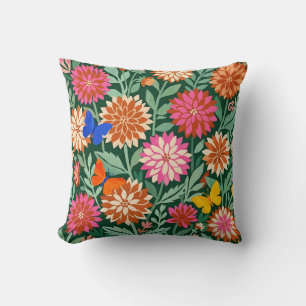 Flower Throw Pillow – Matisse Dahlias & Butterfly