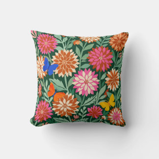 Flower Throw Pillow – Matisse Dahlias & Butterfly