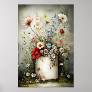 Flower toilet paper roll print, botanical bathroom poster