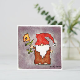 Flower Tomte Watercolor Greeting Card