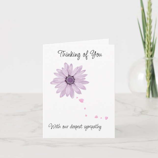 Flower trailing petals sympathy card. Editable. Card (Front)
