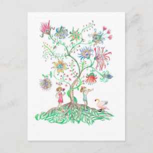 Flower tree art postcard