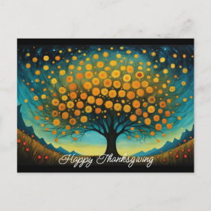 Flower Tree Autumn Holiday Thanksgiving Postcard