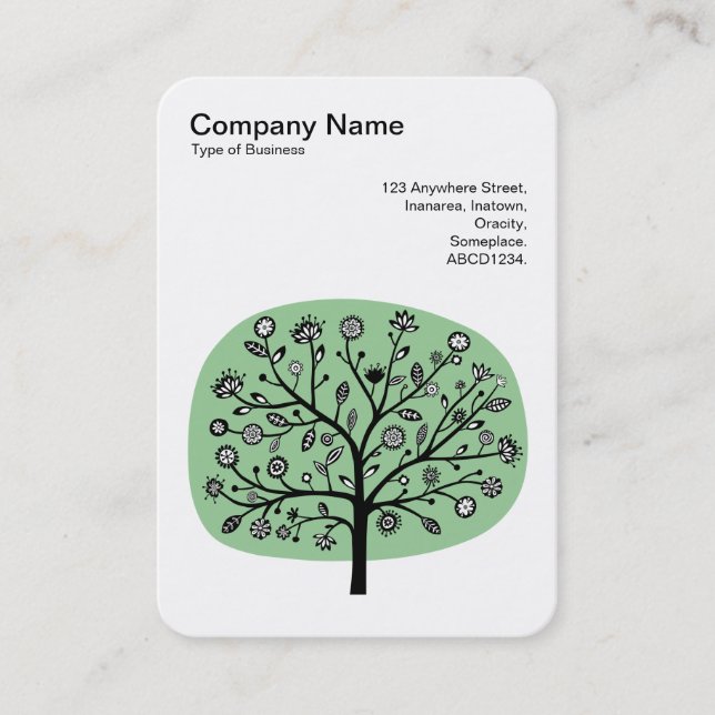 Flower Tree II - Faded Green Business Card (Front)