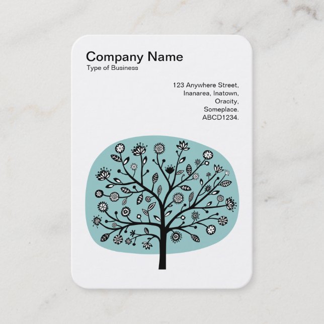 Flower Tree II - Light Blue Green Business Card (Front)