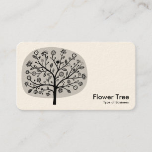 Flower Tree - Light Grey (Cream) Business Card