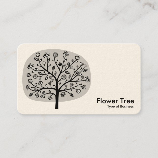 Flower Tree - Light Grey (Cream) Business Card (Front)