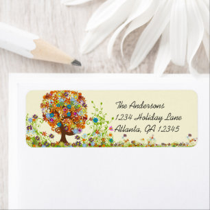Flower Tree Swirl Return Address