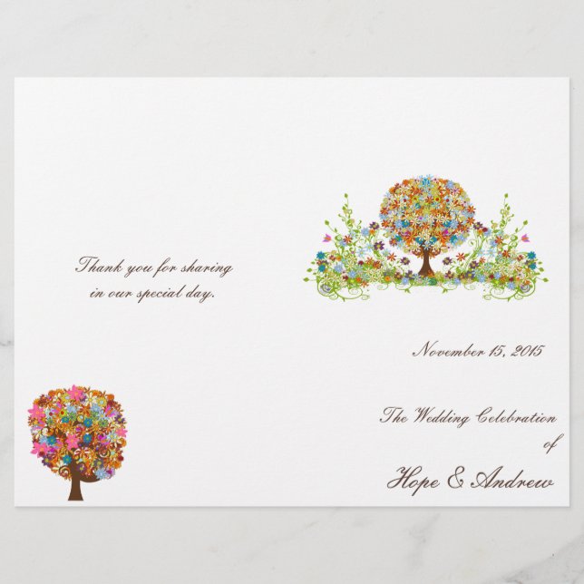 Flower Tree Wedding Program (Front)