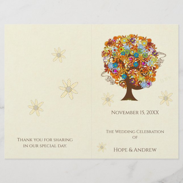 Flower Tree Wedding Program (Front)