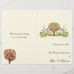 Flower Tree Wedding Program Sublte Damask