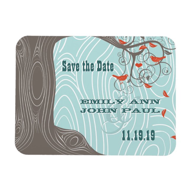 Flower Tree Wood Grain Save the Date Magnet (Horizontal)