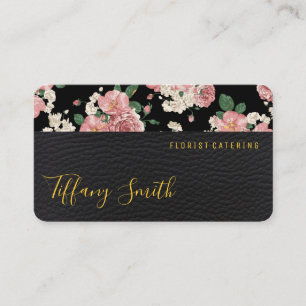 Flower Trim   Leather   Florist Event Catering Business Card