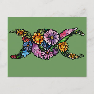 Flower Triple Moon Symbol Blessed Be Postcard