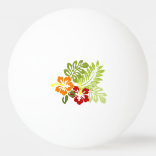 Flower Tropical Leaves Hibiscus Hawaii Red Orange. Ping Pong Ball
